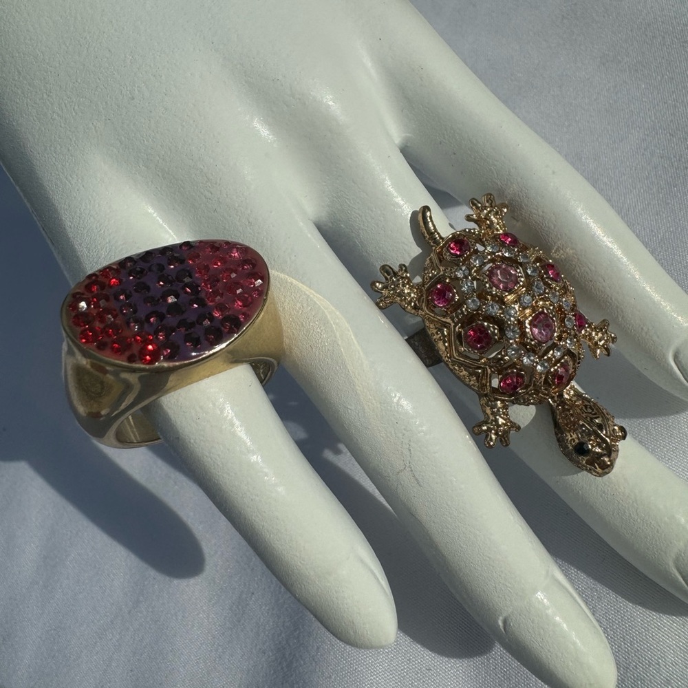 Cute Turtle Rhinestone Ring Set - Picture 2 of 6